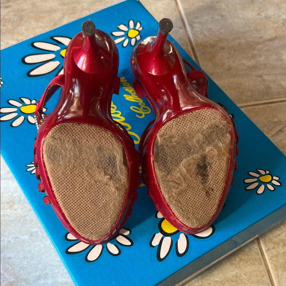 De Blossom Collection Red Rhinestone Heels - Picture 7 of 9